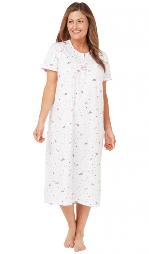 Marlon Spot & Leaf Short Sleeve Cotton Nightdress